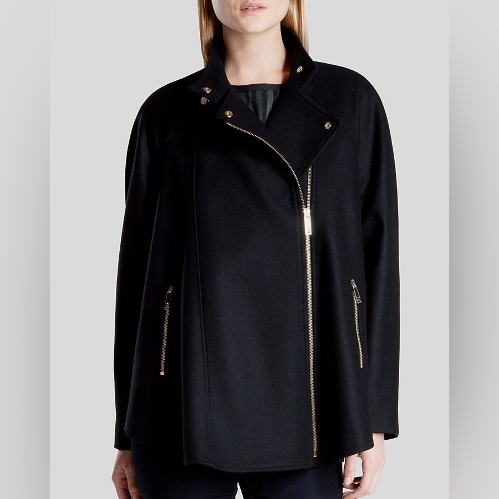 Ted Baker London Cape Coat Asymmetrical Zipper Size Small